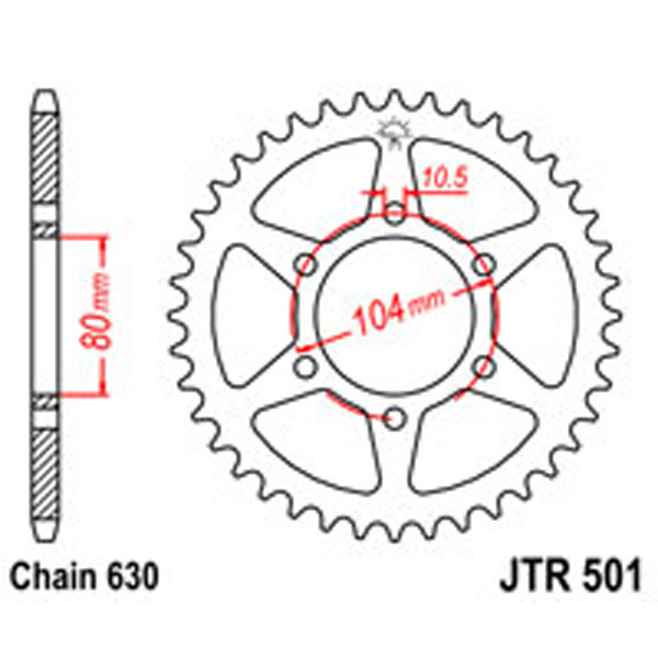 JT JT Rear Sprockets R/W 501-33T KAW